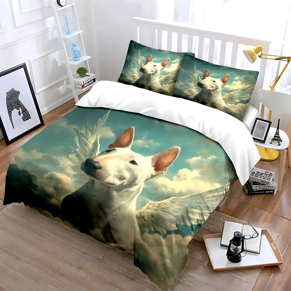 Angelic Dog Trio for Serenity Settings  kid's and adults' bedroom decor, Exquisite three-piece bedding set gift