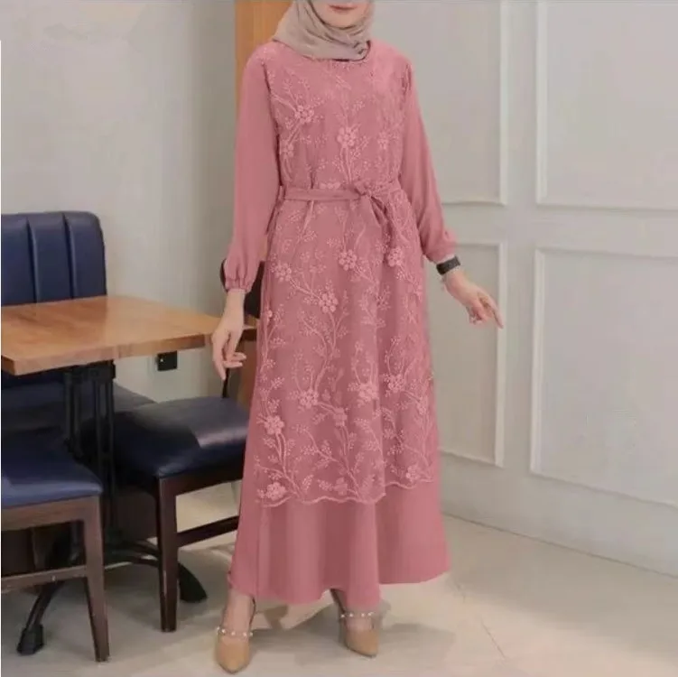 Party Dresses O Neck Women 2023 New Lace Elegant Turkey Eid Muslim Maxi Dress Jalabiya Ramadan Abayas Caftan Kaftan Vestidos