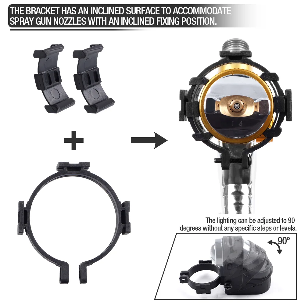 Household Spray Gun Light USB Charging Lighting Tool Spray Gun Light, Three Colors Adjustable, For 25-48mm Nozzle Diameter
