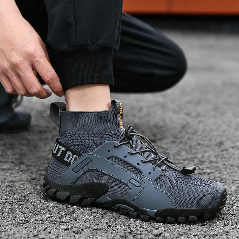 High Top Men Quick Dry Aqua Shoes Slip On Hiking Upstream Wading Non-slip Mesh Breathable Water Sneakers Climbing Footwear