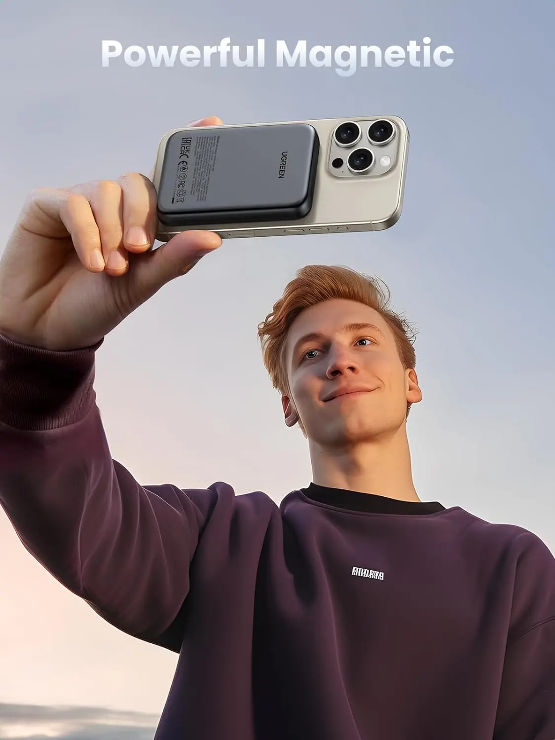 UGREEN 마그네틱 휴대용 충전기 10,000mAh 무선 휴대용 파워뱅크 USB-C 케이블 강력한 자력 배터리 팩