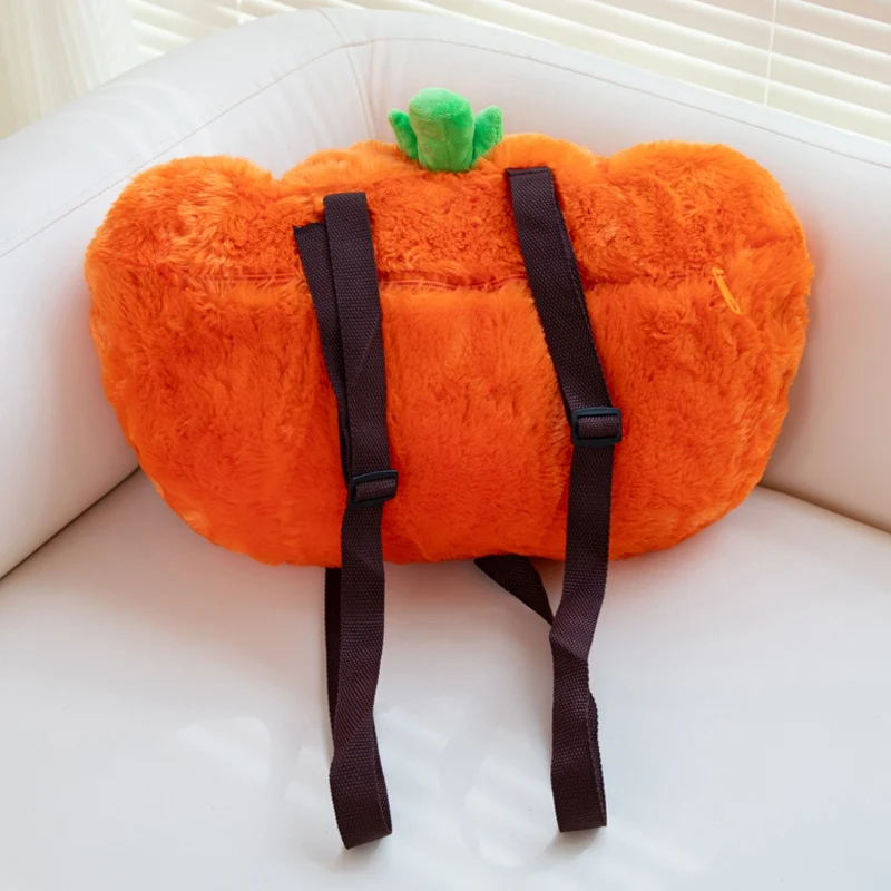 Cute Pumpkin Plush Backpack Kawaii Fashion Plushie Doll FurBags Hallowmas Holiday Gifts