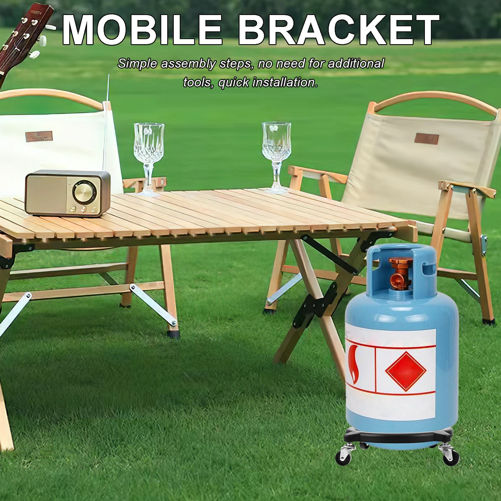 

Stainless Steel Gas Holder Buddy Holder Tank Stabilizer Swivel Wheels Foldable Tank Stand For Camping Outdoor Bbq Use