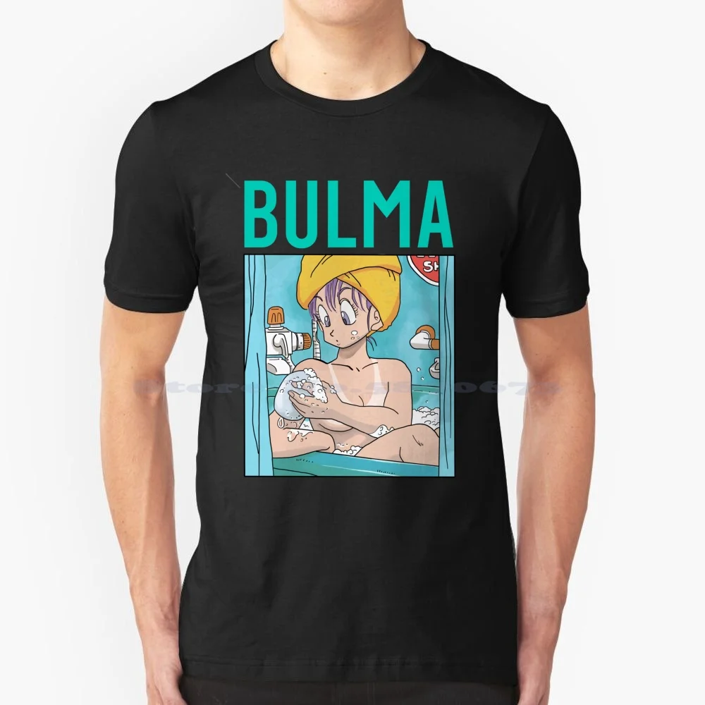 Bulma Taking A Bath T Shirt 100% Cotton Tee Bulma Bike Capsule Corp Pink Akira Toriyama Sleeve Saiyin Z Dbz Super Piccolo Cell