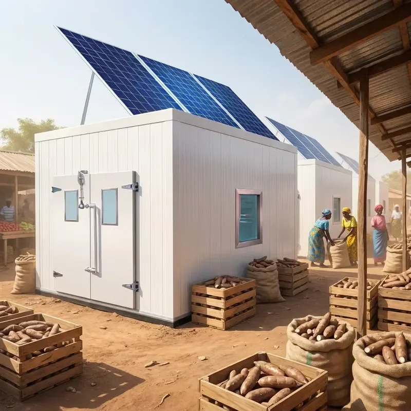 Grid Solar Cold Storage Room Rural Market Cassava Fresh Preservation Solar Powered Cold Room Farm Agricultural Product
