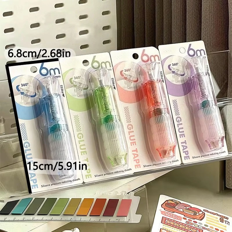 Pen Shaped Correction Tape Removable Replaceable 360 Degree Push Style Fancy Peculiar Shapes Lovely Colors Dot Glue Stationery