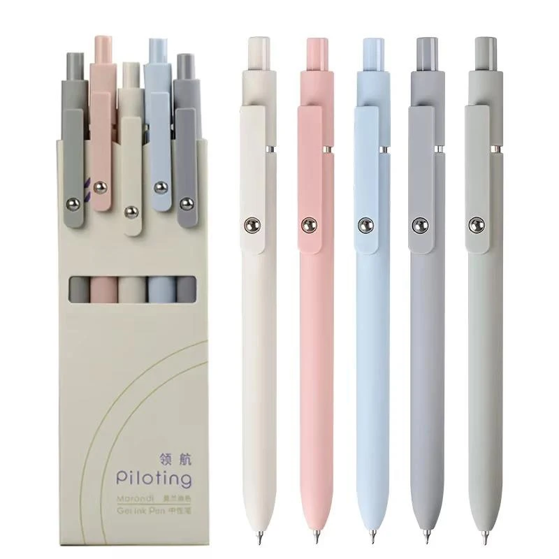 Soft Touch Quick Dry Smooth 5 Color Gel Pen Set 5 Pcs Set Morandi Color Kit For Study Stationery Supplies Student Writing Pencil