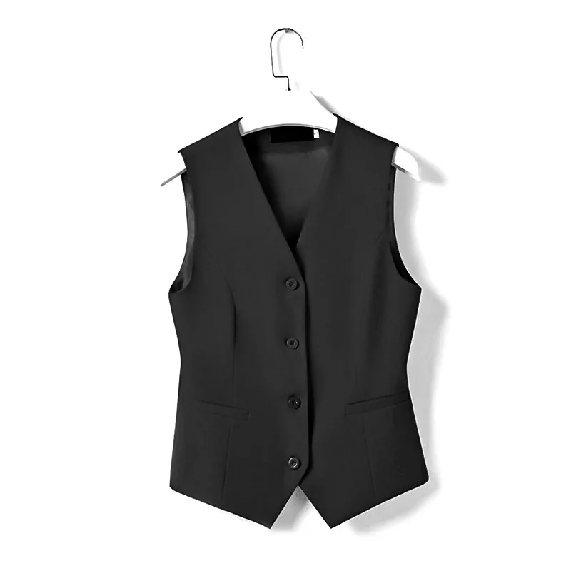 Spring Autumn Women's vest Black Sleeveless Vests For Women Slim Fit Waistcoat Suit Vest Female OL Jackets Gilet Coats Plus Size