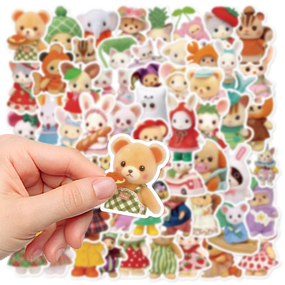 10/30/60pcs Cute Fruit Critter Animal Cartoon Stickers Kawaii Graffiti Sticker Decoration Notebook Luggage Phone Decals Kids Toy