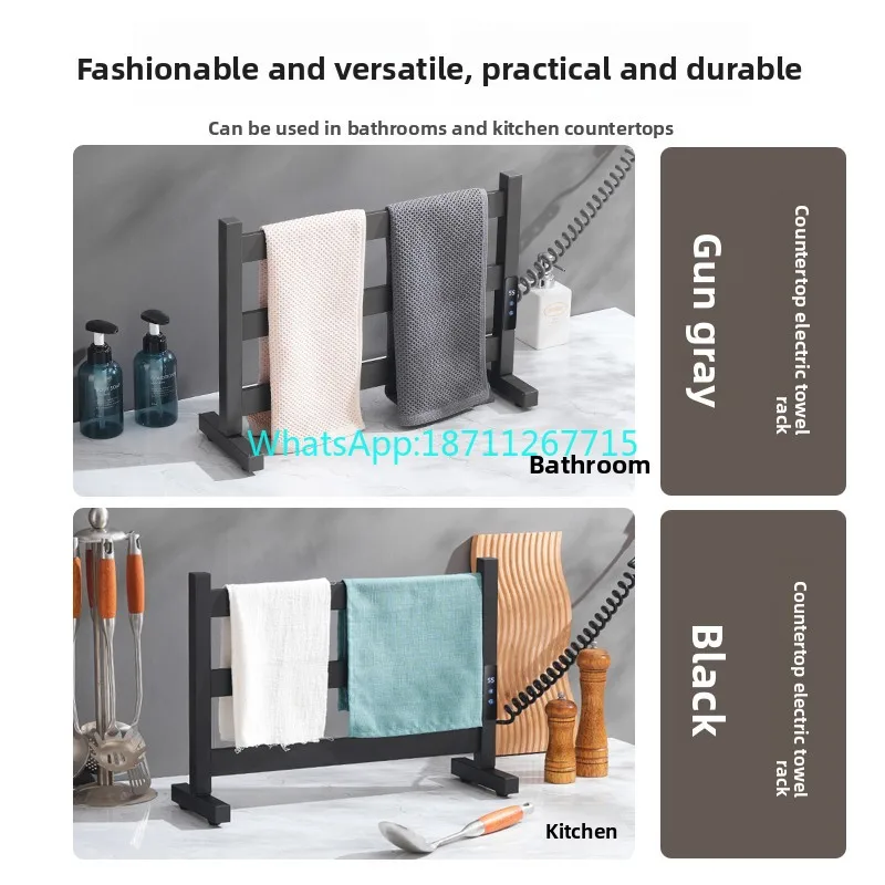 Countertop smart electric heated towel rack, kitchen cloth drying rack, balcony bathroom laundry heating rack, carbon fiber
