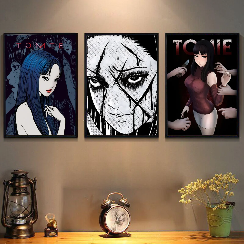 Tomie Junji Ito DIY Sticky Poster Fancy Wall Sticker for Living Room Bar Decoration Wall Decor