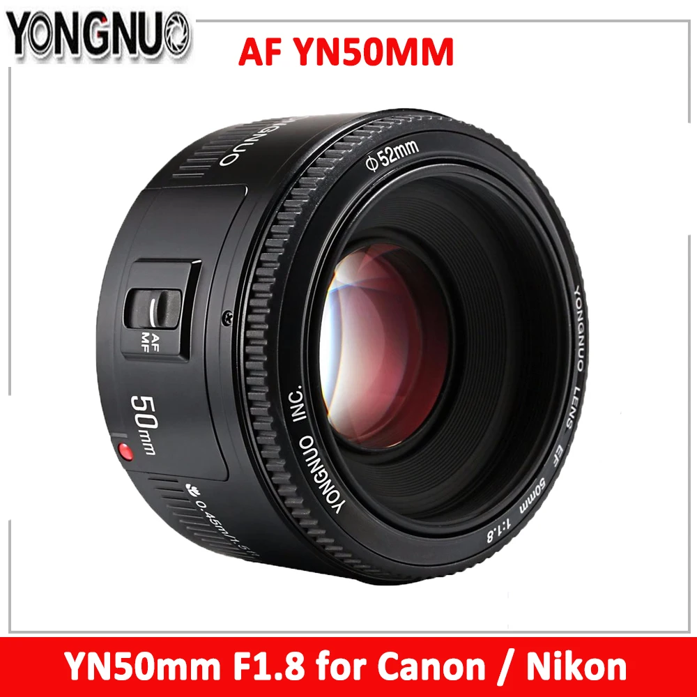 

YONGNUO Lens YN50mm f1.8 Auto Focus Lens Large Aperture Lense for Nikon Canon EOS 60D 70D 5D2 5D3 600d DSLR Cameras