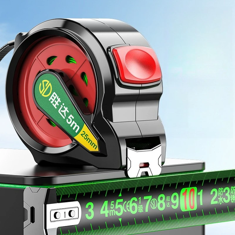 

Automatic Locking Tape Measure Durable Fluorescent Tape Measuring Steel Tape Multi Specification Anti-fall Manual Measuring Tool