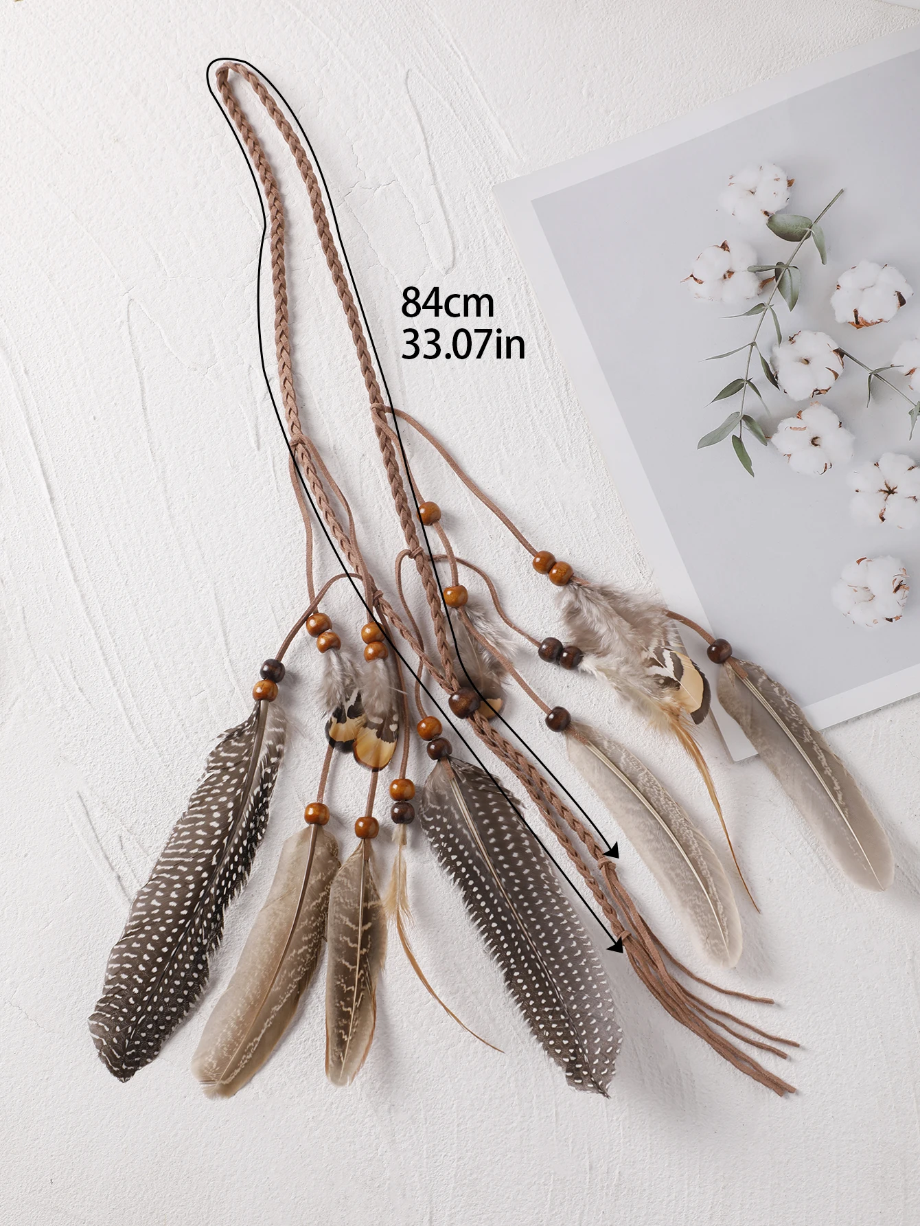 Fascia per capelli Boho Feather fasce per capelli elastiche fatte a mano con perline per le donne ragazze Festival copricapo accessori per capelli