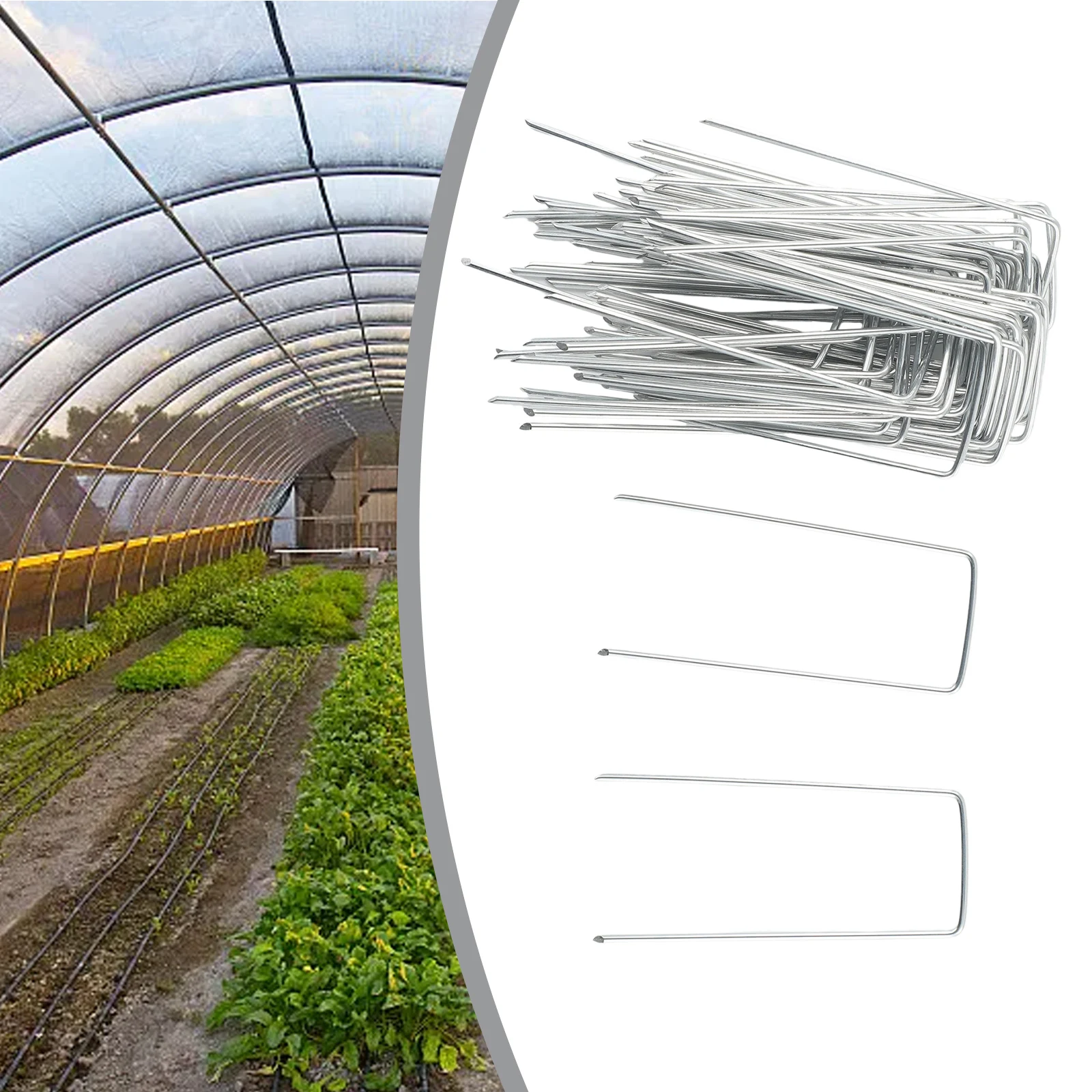 

Heavy Duty Galvanised Metal Ground U Tent Pegs 50pcs Set Suitable for Fixing Control Fabrics and Landscape Membranes