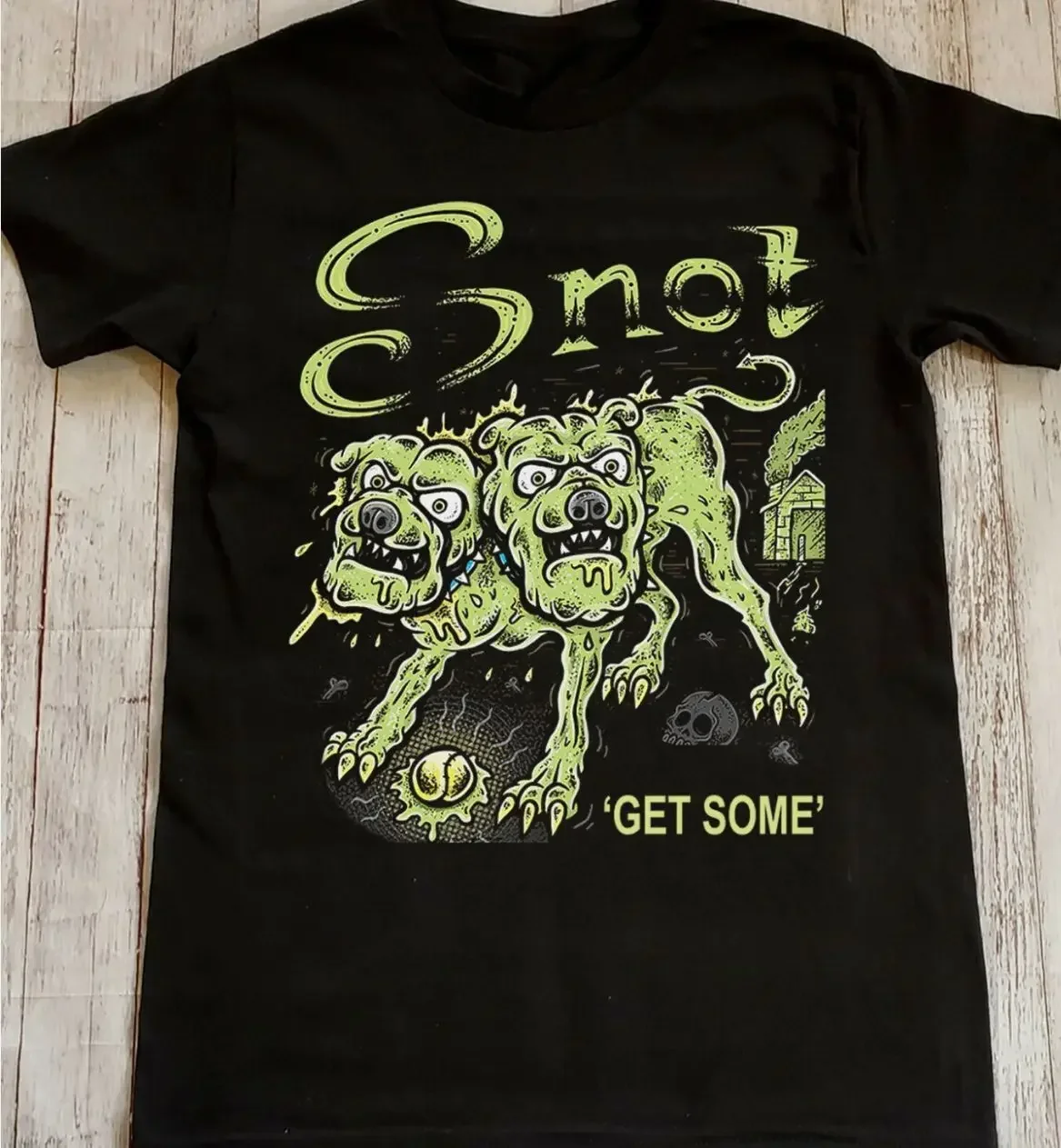 Chemise Band Snot Noir Manches Courtes Coton Taille S-5XL