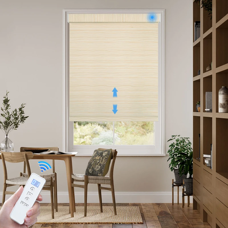 Motorized Blackout Window Blinds Customize Width (23-95 Inches) Remote Control Wireless and Rechargeable Roller Shades Blinds