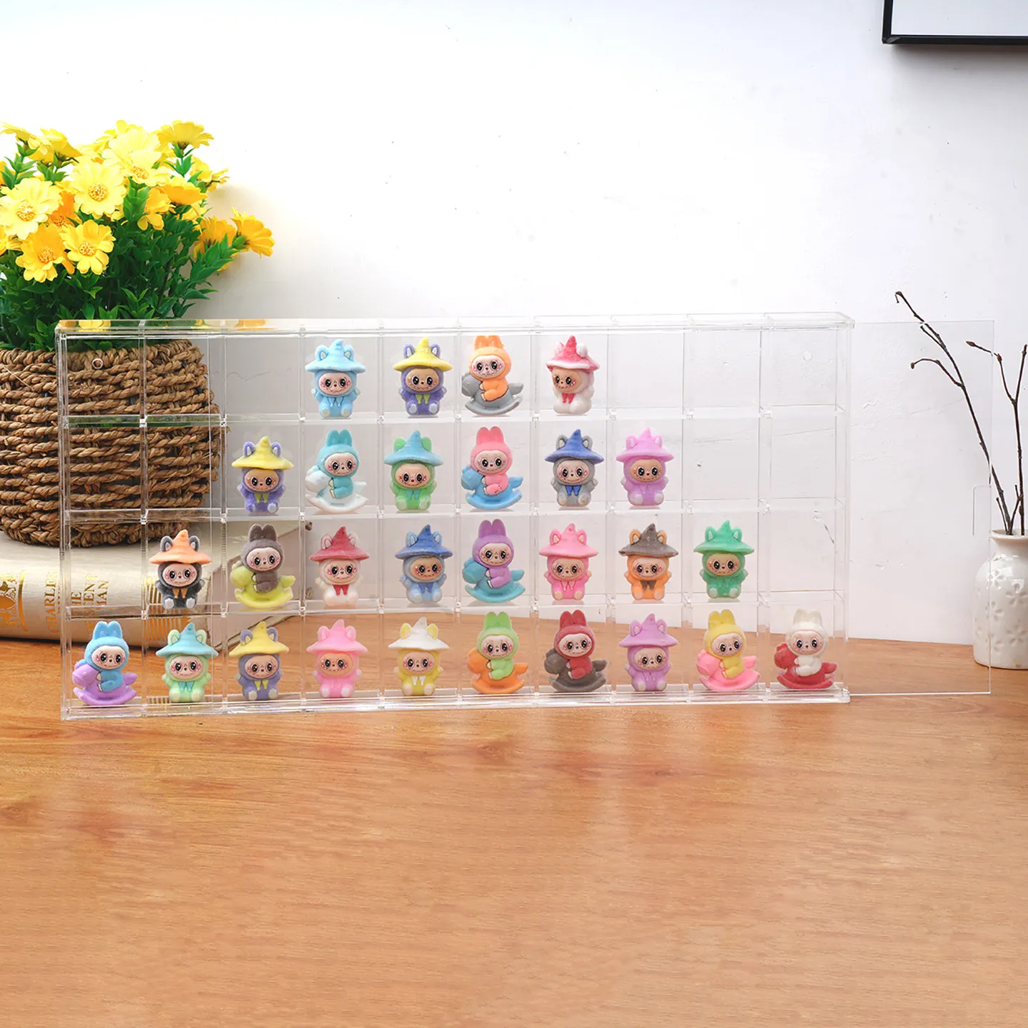Acrylic Compartment Storage Box With Lid For Cartoon Figurines, Transparent Storage Rack, Blind Box Doll Dustproof Wall Cabinet