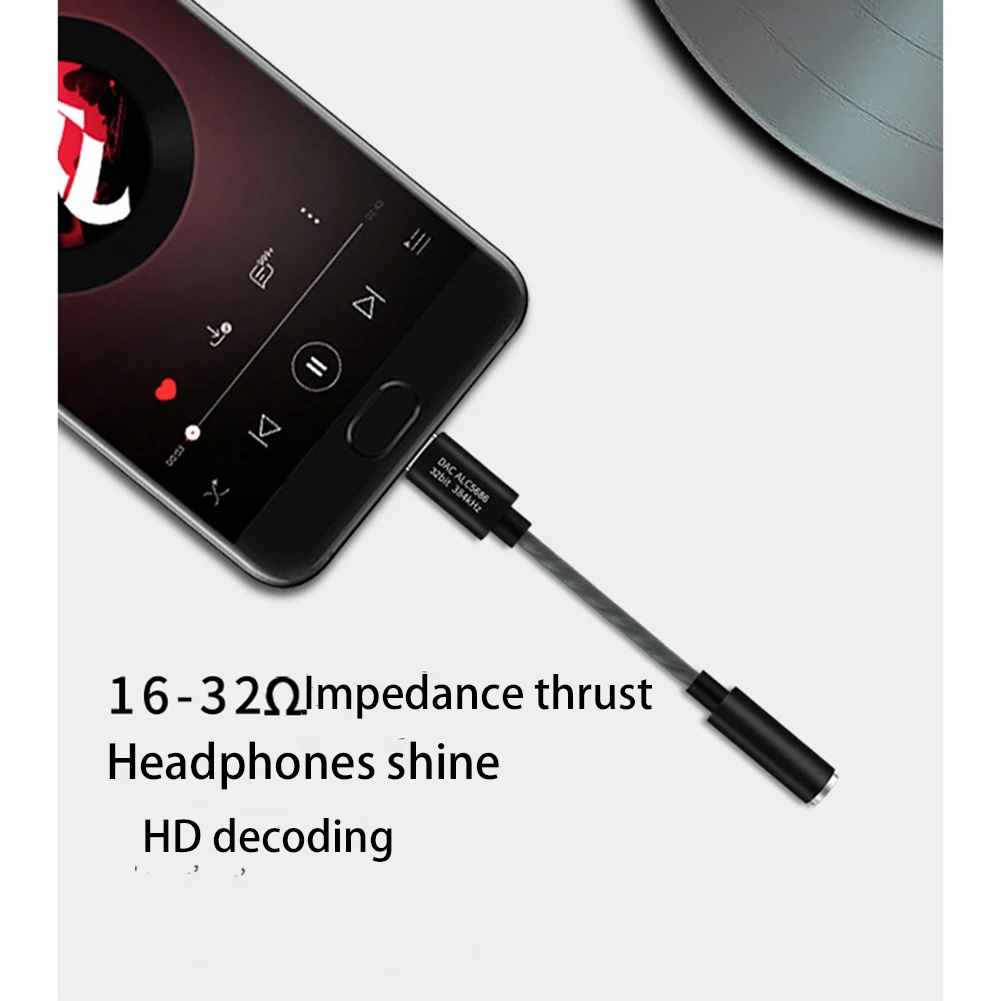USB C타입-3.5mm 이어폰 잭 DAC 어댑터 32 비트 384KHz Realtek ALC5686 USB-3.5mm 삼성 스마트폰용 (그레이)