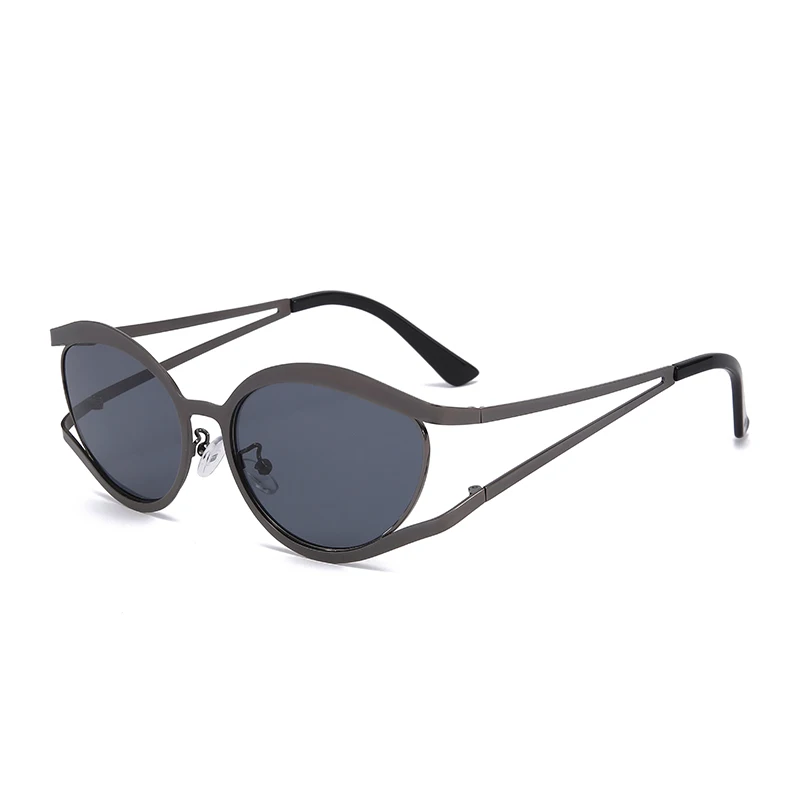 موضة عين القط النظارات الشمسية المعدنية النساء الرجال بسيطة النظارات الفاخرة الترفيه السفر نظارات شمسية سيدة رجل UV400 نظارات واقية #2