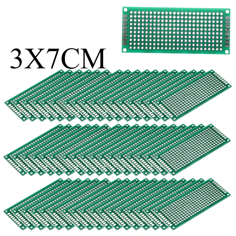 5pcs/bag Two-sided  HASL 3 * 7CM Breadboard /  Thick 1.6MM Glass Material 2.54mm Universal Plate