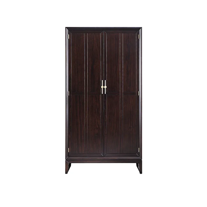 

Современный новый китайский стиль, двойной дверной шкаф из цельного дерева, шкафчик для хранения в спальне в стиле дзен