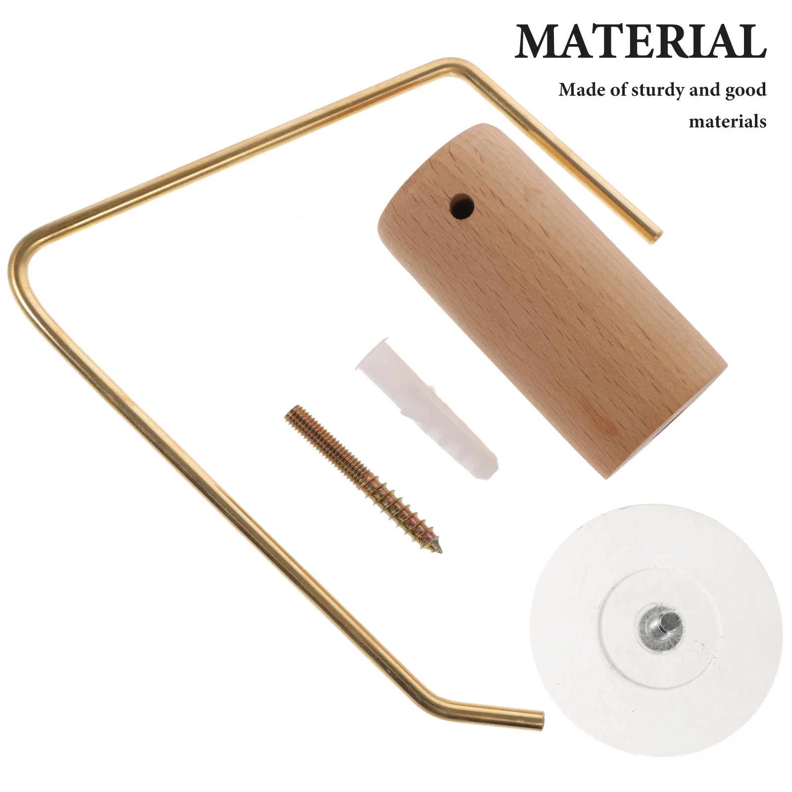 

Vintage Style Roll Paper Holder Made of Wood and Brass Wall Mounted Tissue Paper Rack for Kitchen Bathroom Use