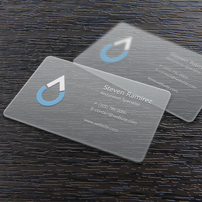 Custom Transparent PVC Business Cards Customize Waterproof Thank You Card Print One Side Round Cornor Office Supplies Plastic