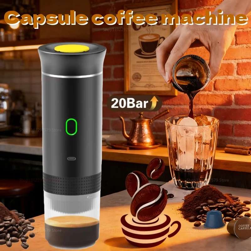 Máquina de café expresso elétrica portátil para carro, acampamento, casa, 3 em 1, cápsula, pó, viagem, máquina de café com recarregável usb