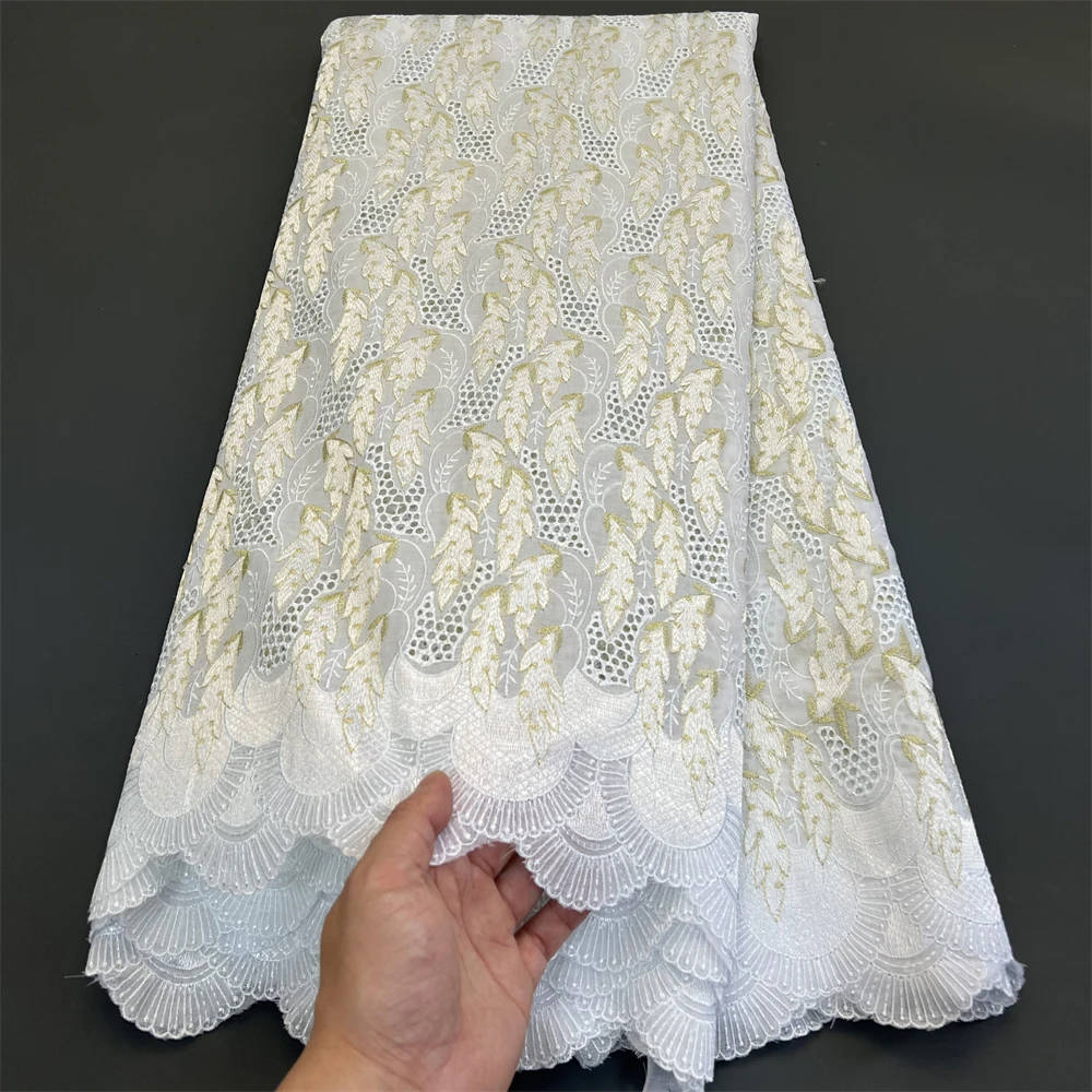 2024High Quality African Nigerian Latest  Tulle Lace Fabric With Embroidery Sewing Guipure  Prom Dresses cotton Sequins 5Yards