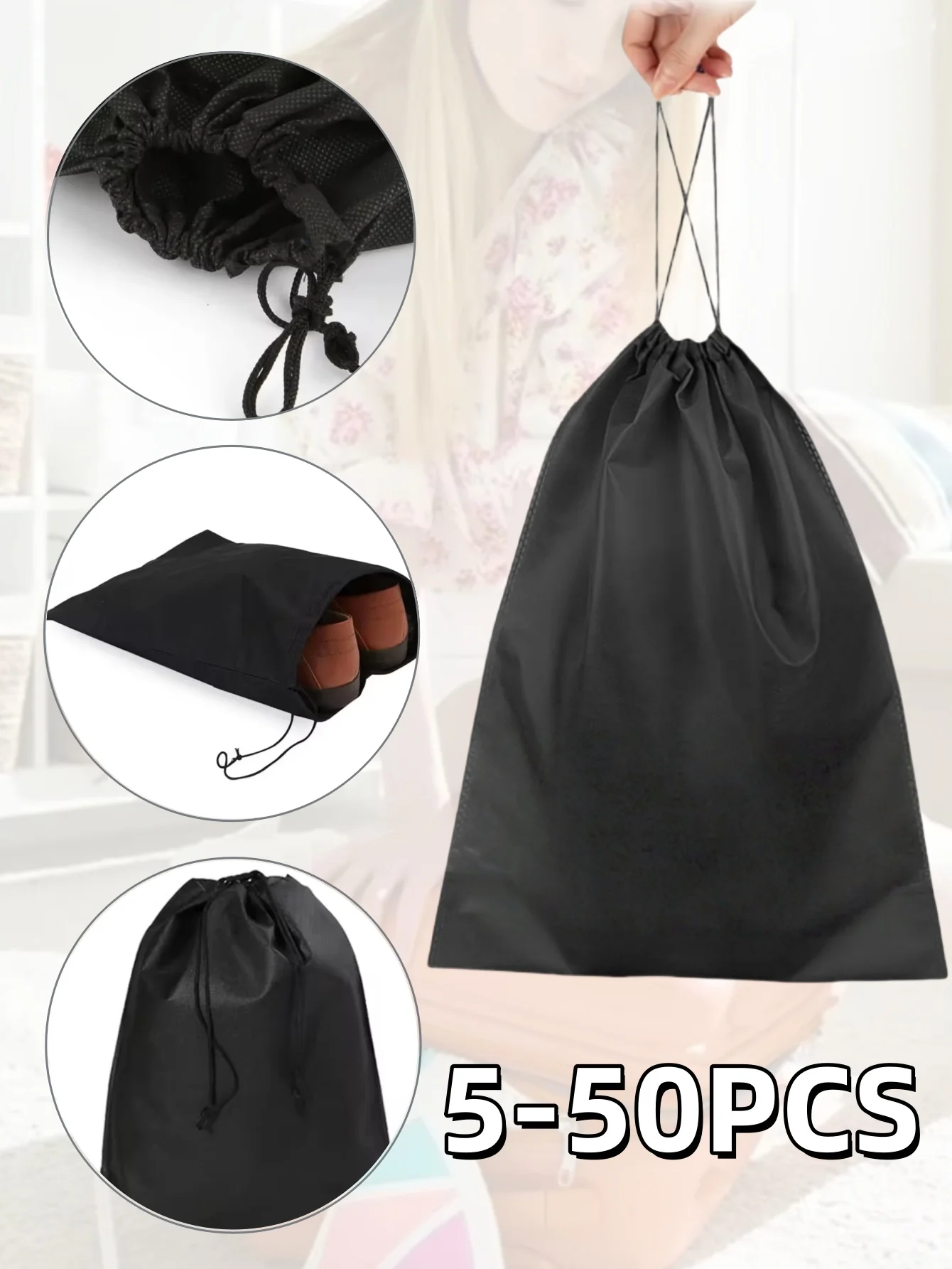 5-50PCS Travel Shoe Bag Portable Dustproof Drawstring Shoes Pouch Organizers Non-Woven Shoes Storage Bags For Sports Shoes Boots
