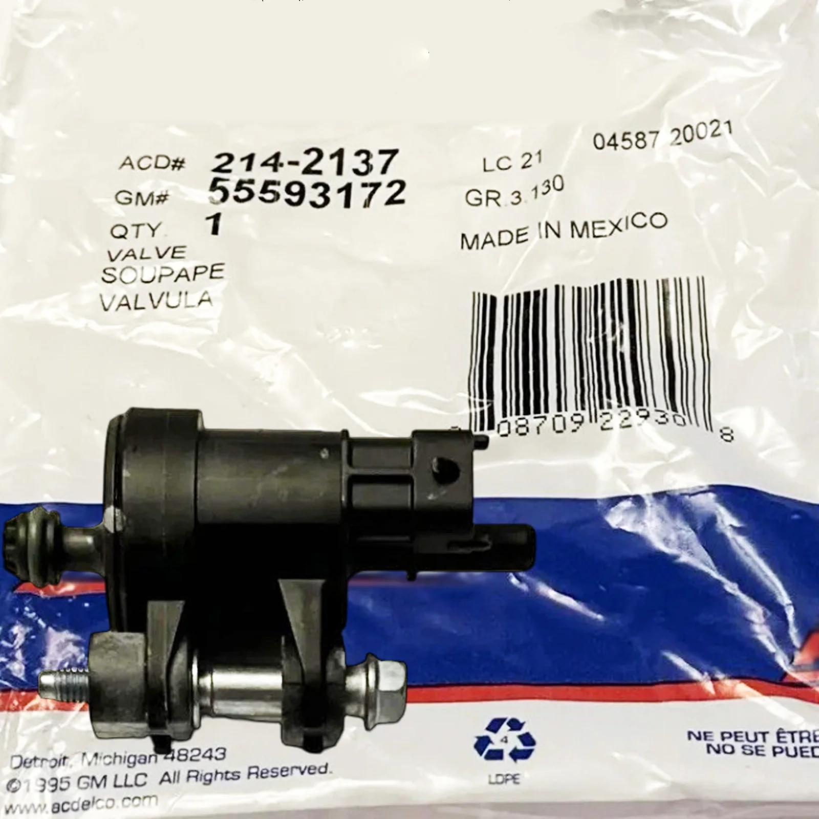 Vapor Canister Purge Valve 55593172, 12610560 For 2009-2018 Buick Cadillac GMC Chevrolet 3.6L