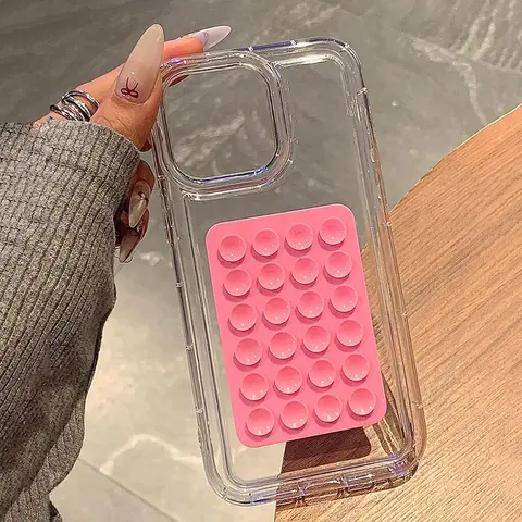 iPhone 용 전화 케이스 16 15 14 Pro Max Plus 16E 11 12 13 Pro 7 8 XR X XS SE2 3D 흡입 컵 에어백 투명 충격 방지 커버