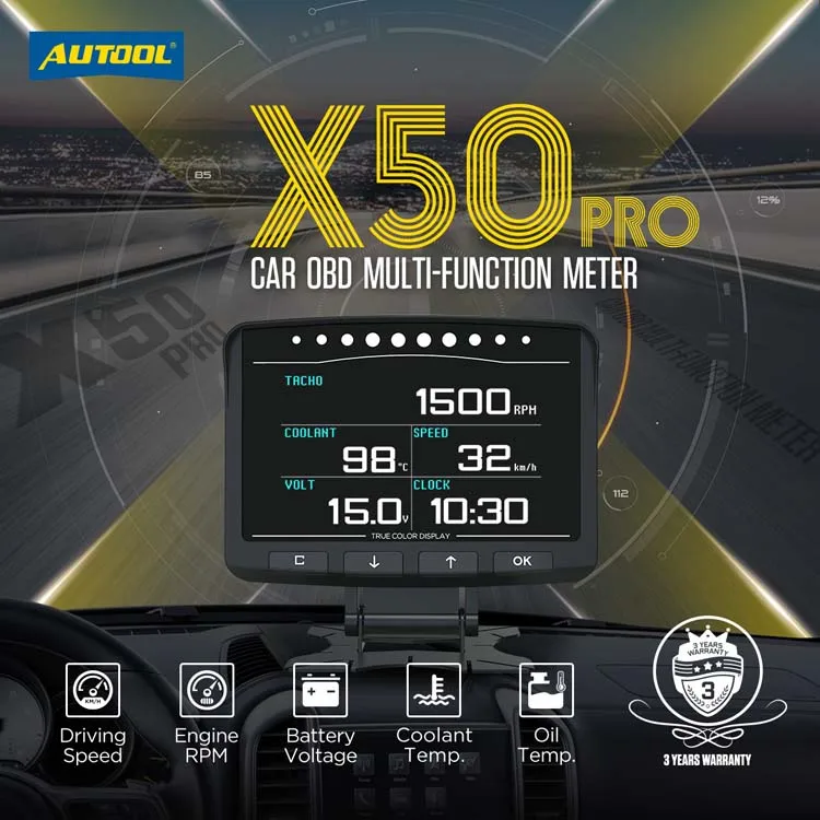 X50 PRO OBD II HUD-метр Цифровой Автомобильный датчик сигнализации GPS HUD