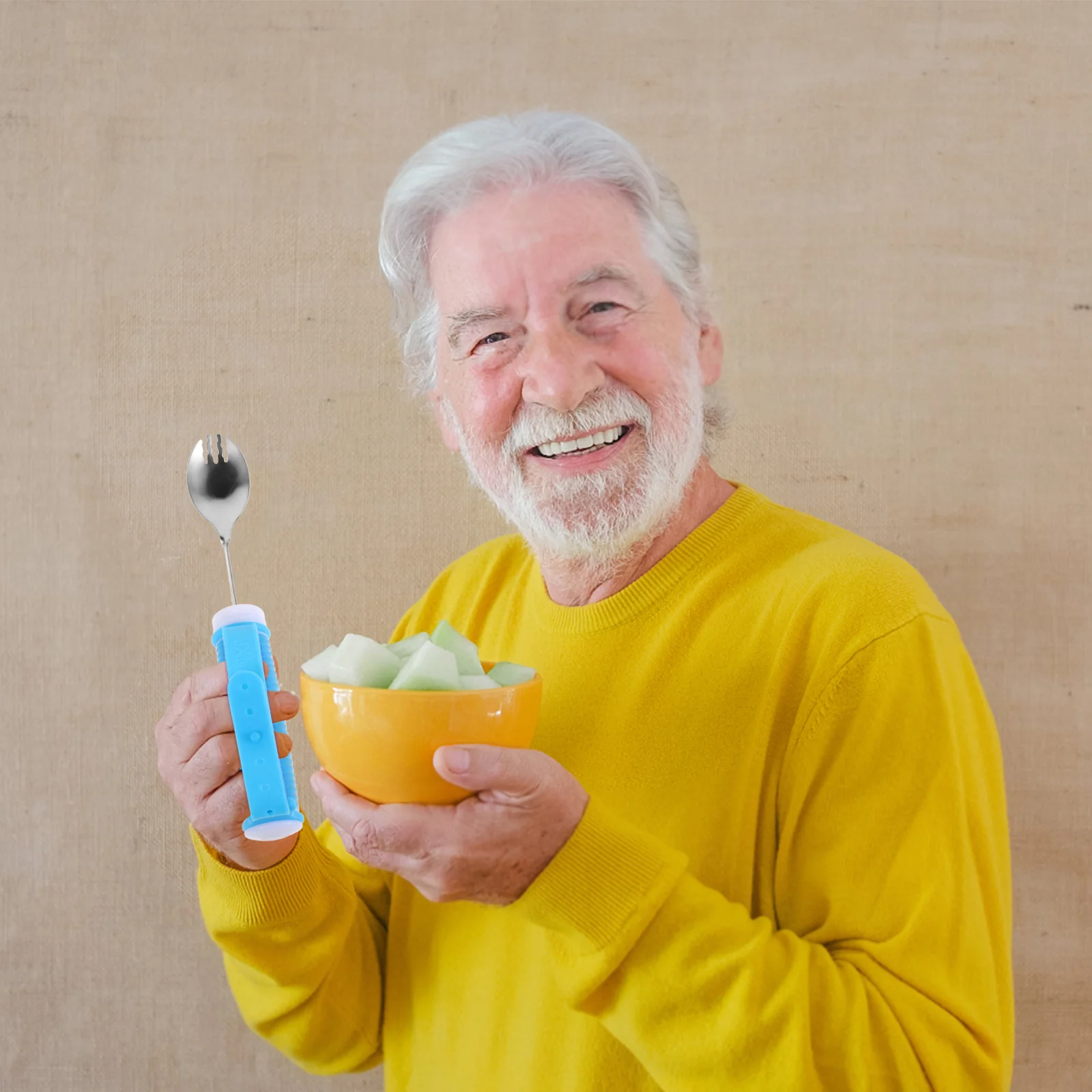 

Adaptive Fork Spoon 2 in 1 Reusable Adaptive Eating Utensil for Elderly Disabled Feeding Therapy Anti Shake Tableware for Weak