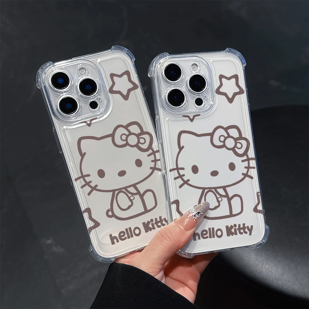 

Чехлы для телефонов «Hello Kitty Cat» для IPhone14 Pro, IPhone 16/15/14/13/12/11/x/xs/xs Max, мягкий чехол для телефона для девочек, аксессуар Sanrio Anime