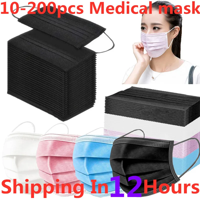 Disposable Surgical Black masks Adults Non-wove Filter Certified surgical mask mascarilla negras Sanitary Medical mask