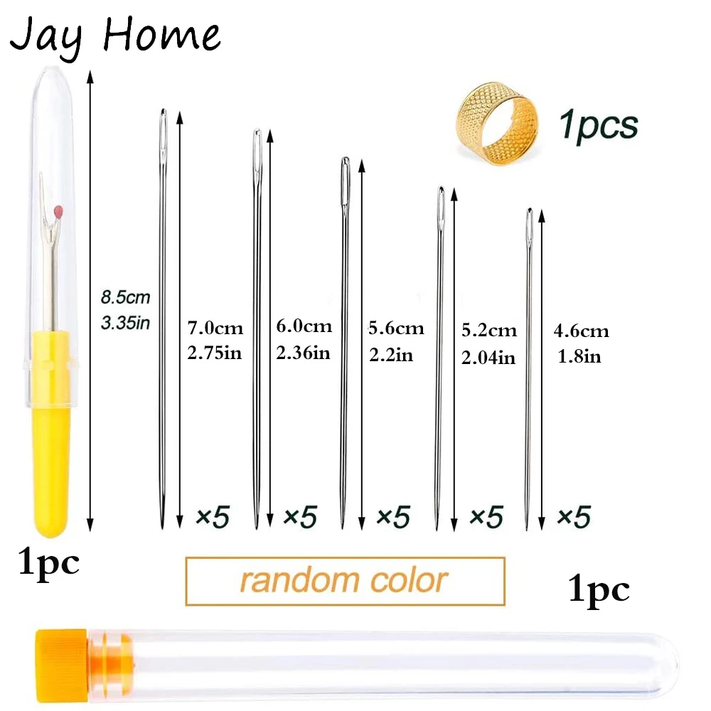 25 PCS Large Eye Stitching Needles 5 Size Hand Sewing Needles Embroidery Needle with Needle Storage Tube for Sewing Crafts