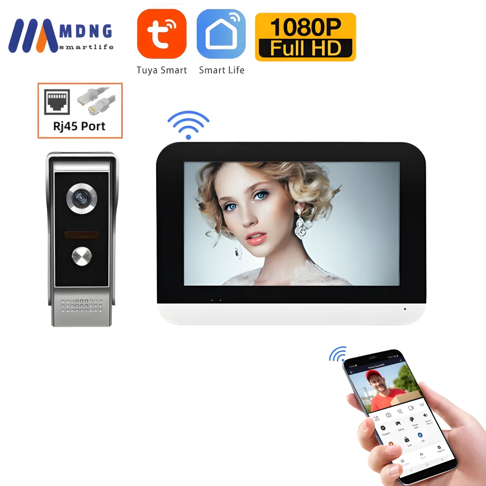 

7 Inch Tuya WIFI Video Intercom System Wireless Smart Interphone LCD Touch Screen RFID Password Video Doorphone System for Home