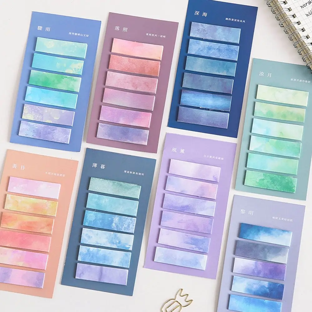 120 Sayfa Morandi Renkli Kırtasiye ​ Kawaii Kitap Ayracı Yapışkan Post It ​ Notlar ​ Kağıt Etiket İndeksi Bloknot