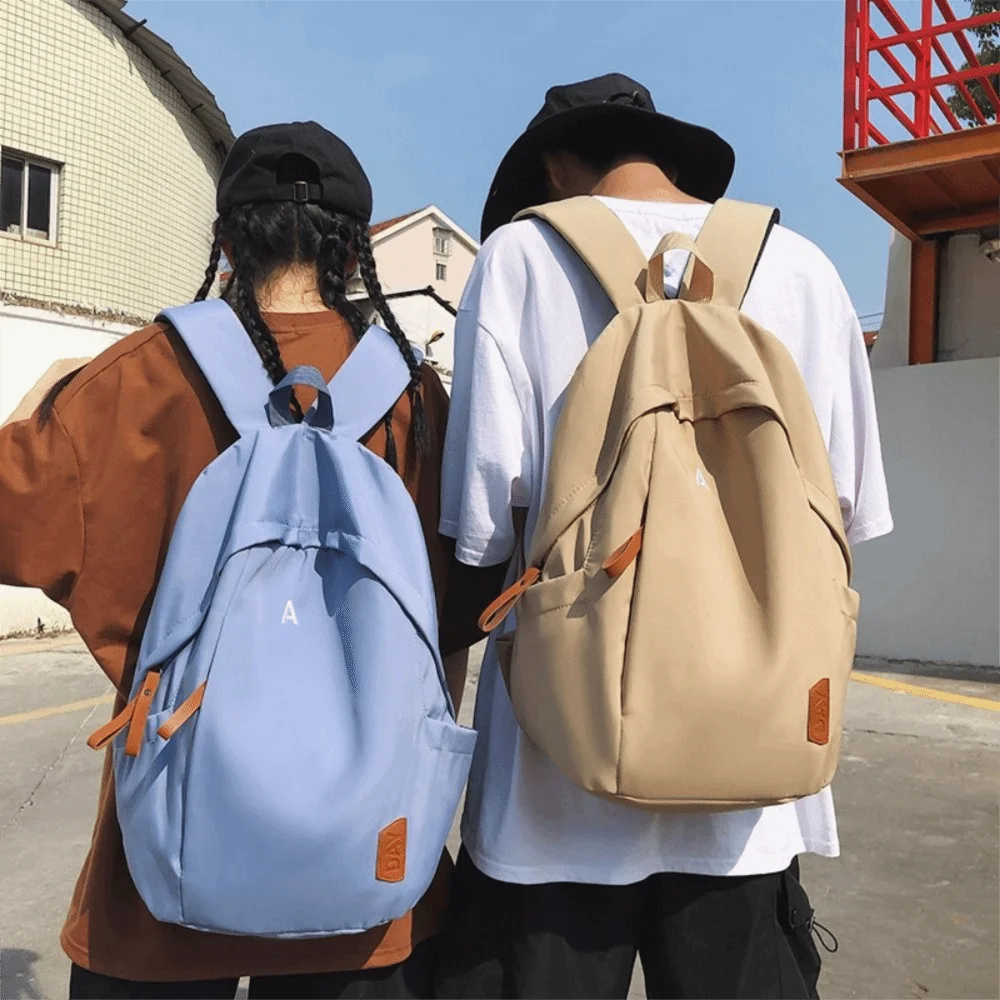 Ransel Kanvas Serbaguna untuk Kuliah, Kapasitas Besar, Warna Solid, Ransel Perjalanan Tahan Air, Tas Selempang untuk Berkemah
