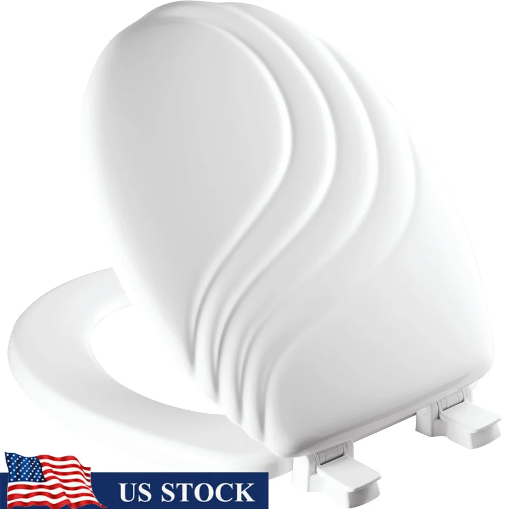 

Круглое эмалированное деревянное сиденье для унитаза Swirl, белое, устойчивое к укусам, легко устанавливается, прочный аксессуар для ванной комнаты, обустройство дома