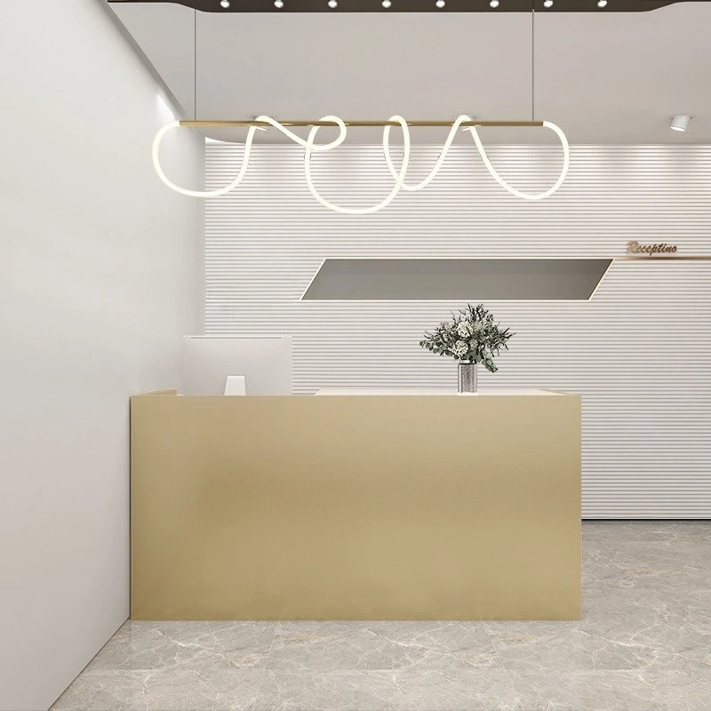 Simple Modern Reception Desks Stainless Steel Reception Desks Small Store Durable Office Furniture Banco Reception ZY40JDT