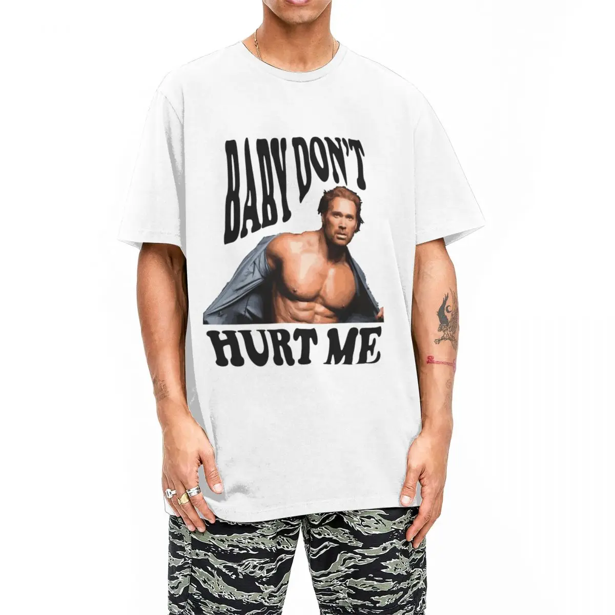 Baby Don't Heart Me T-Shirt Men Cotton Tops Novelty Gym Trend Fitness Lovers Round Neck Short Sleeve