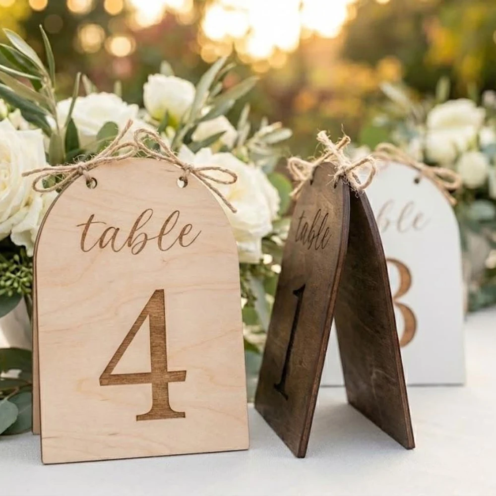 Custom Arch Wooden Wedding Table Numbers  Rustic Arched Wood Decor Set Elevate Your Wedding Table Settings Arched Table Signs