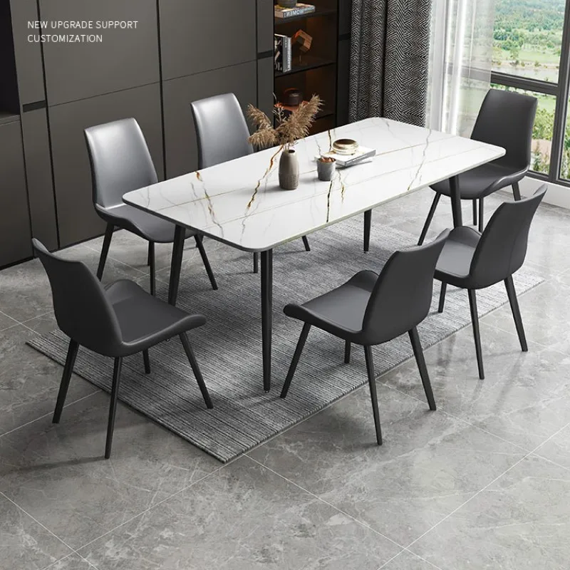 Italian Sintered Slab Marble Dining Table Nordic Minimalist Small Apartment Household Rectangular Dining Table And Chair