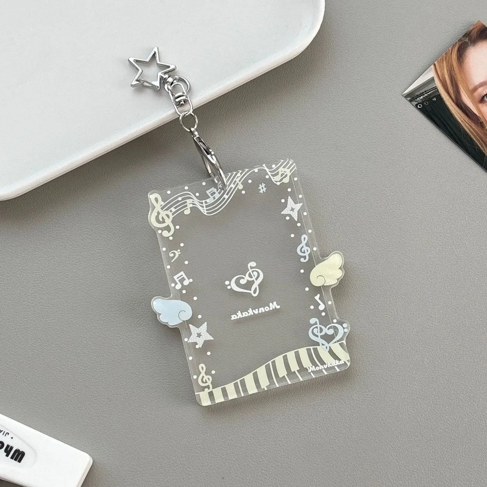 Kawaii Acrylic Photocard Holder Transparent Pendant Photo Card Protector Portable Music Card Sleeve For Credit Card