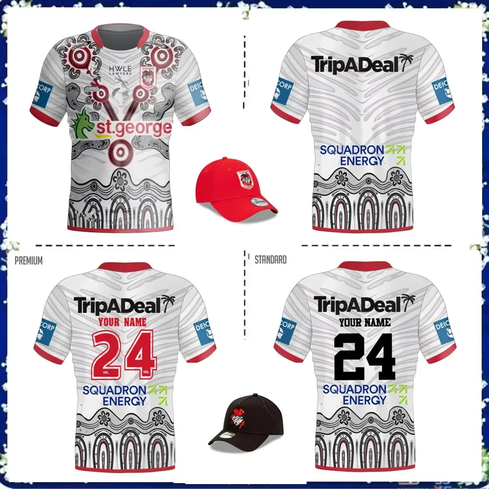 2024 ST GEORGE ILLAWARRA DRAGONS MENS INDIGENOUS RUGBY JERSEY 2024/25 Dragons HOME ANZAC HERITAGE JERSEY size S--5XL