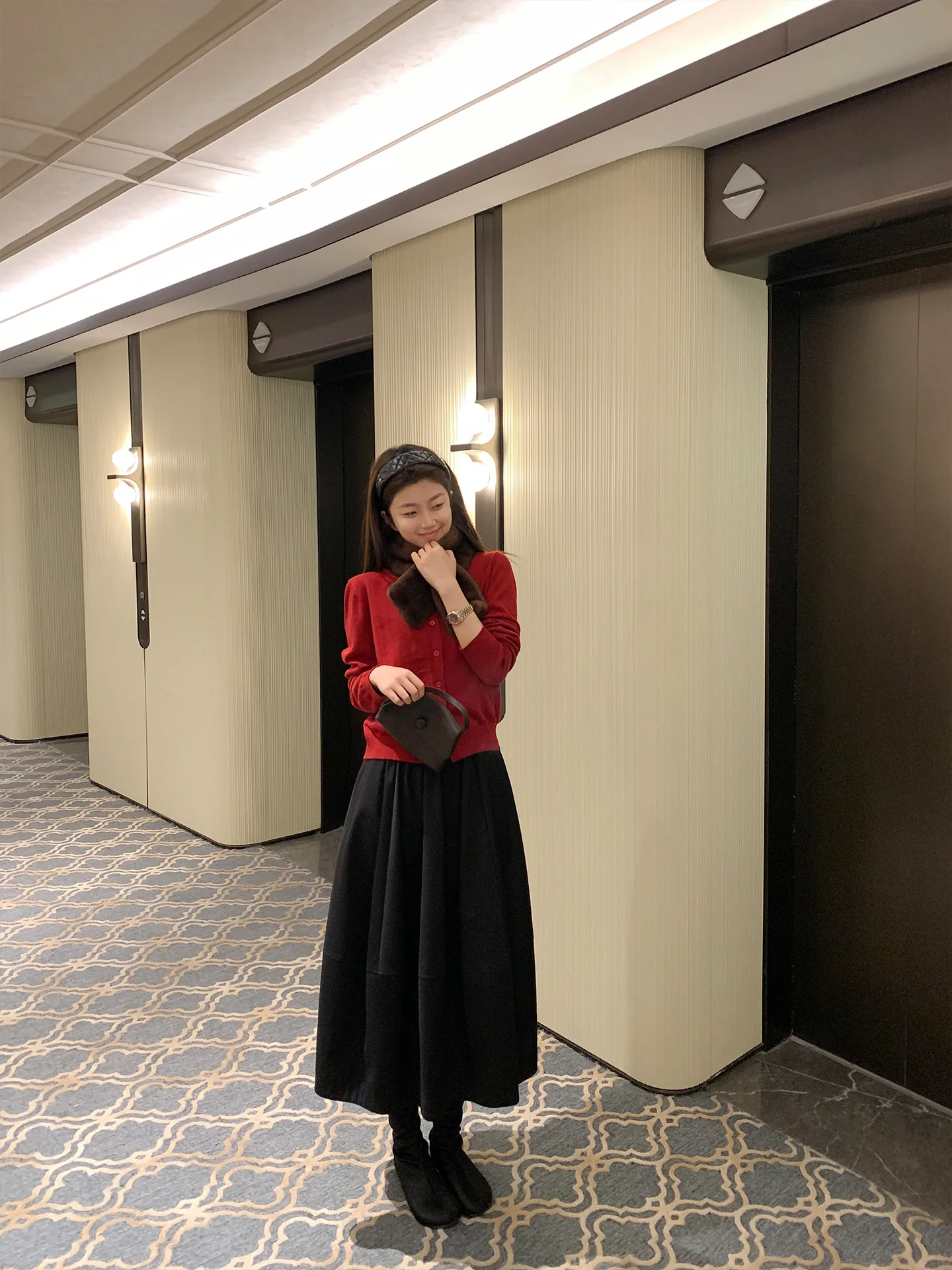 

Casual MultiMath Bubble Skirt plus Size High Waist Cotton Polyester Blend Spring Summer Autumn Winter Versatile Slimming Flor...