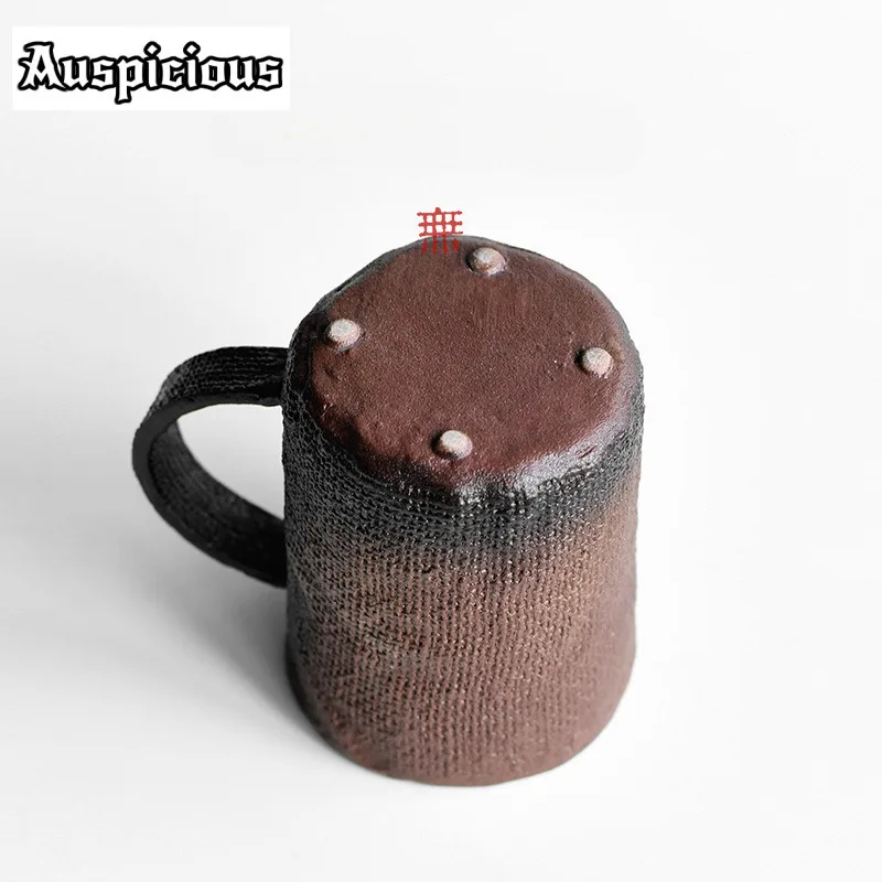 300ml Boutique Coarse Pottery Coffee Mug Creative Woven Fabric Baked Teacup Mug Japanese Coffee Cup Tea Brewing Drinkware Gift